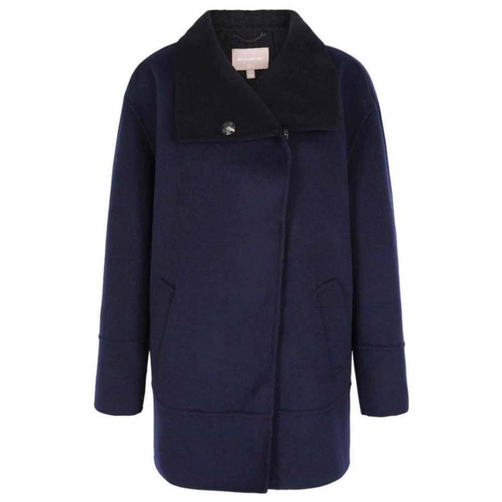 Banana Republic Navy Blue Wool Blend Coat Snap Button Cocoon Jacket Women Small